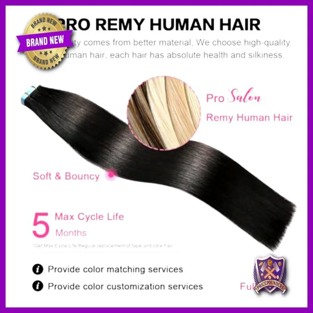20 Inch Tape In Hair Extensions 100% Remy Human Hair 20 Pieces Straight